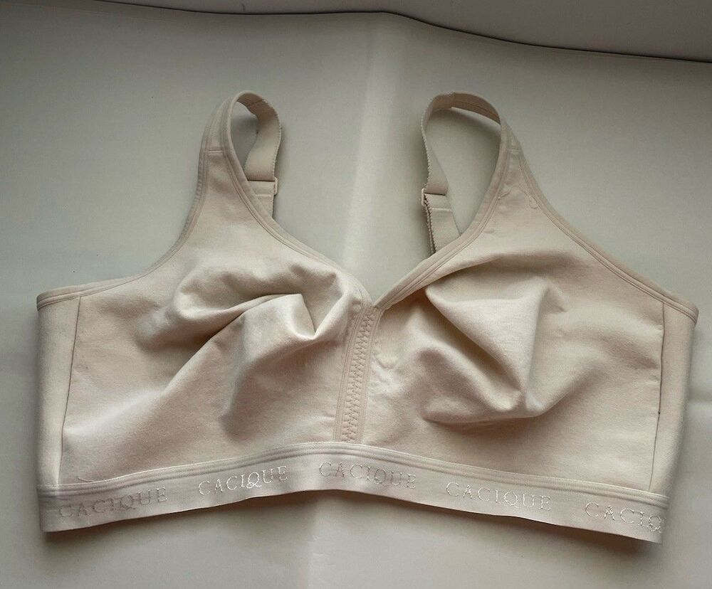 Cacique Unlined No Wire Bra Women's Size 44DDD Tan Nude Cotton Comfort Neutral